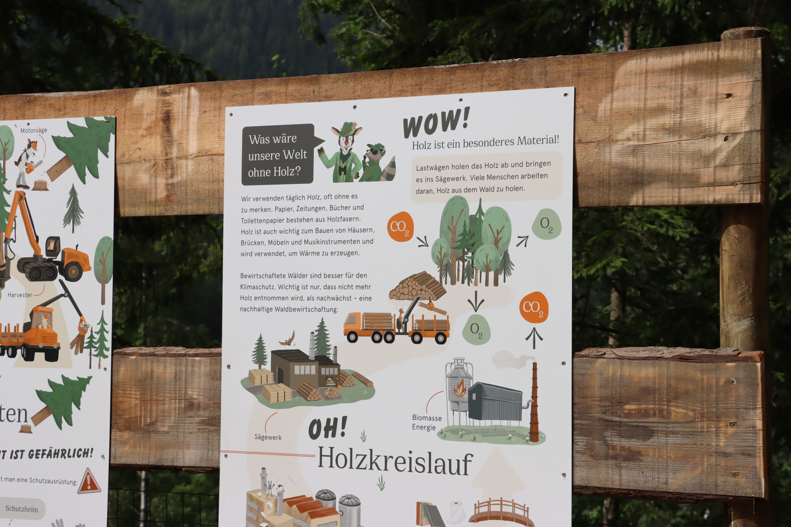 Beschilderung über die Maschinen im Wald