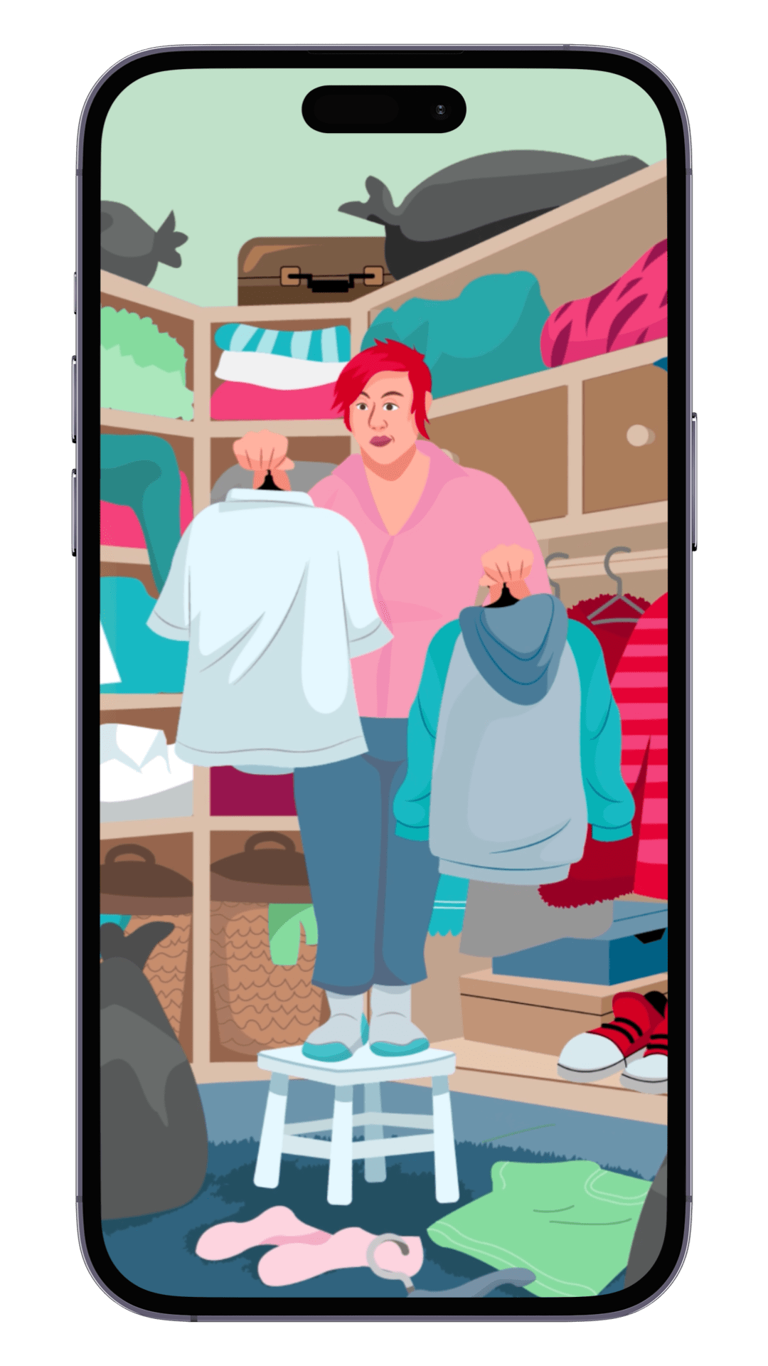 Illustration für die Social Media Kampagne für die carla Secondhandläden der Caritas