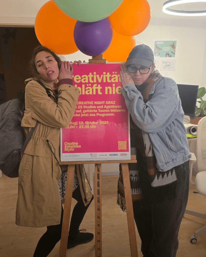 … außer nach der Creative Night, einem Tag der offenen Tür, wo wir 12 Stunden auf den Beinen waren, die Agentur und unsere Arbeit präsentiert haben und spannende neue Menschen kennengelernt haben. Danach schläft sie tief. Sehr tief.