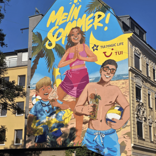 Street-Art-Wall mit Urlaubsillustration für TUI Magic Life und TUI