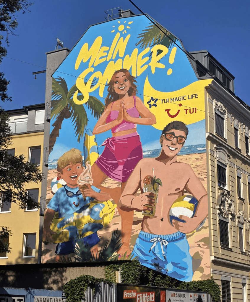 Street-Art-Wall mit Urlaubsillustration für TUI Magic Life und TUI